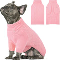 SUNFURA Small Dog Sweater, Turtleneck Dog Sweater for Cold Weather, Puppy Knitwear Pullover for Christmas Thanksgiving, Pet Winter Knitted Sweatshirt for Pug Dachshund, Pink S