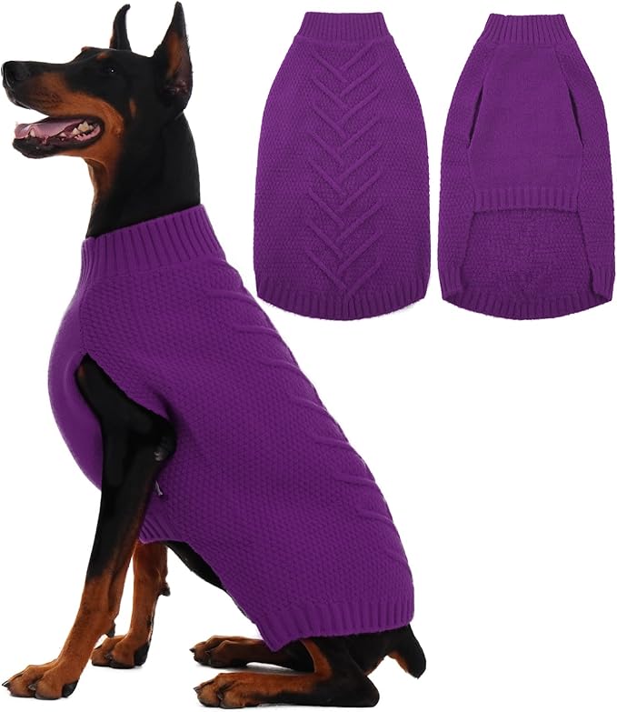 IECOii Dog Sweaters for Large Dogs,XXL Dog Sweater Warm Pullover Vest for Winter,Knitted Dog Sweater Large Size Dog Sweatshirt for Extra Large Dogs boy Girl,Golden Retriever,Pitbull,Purple-2XL