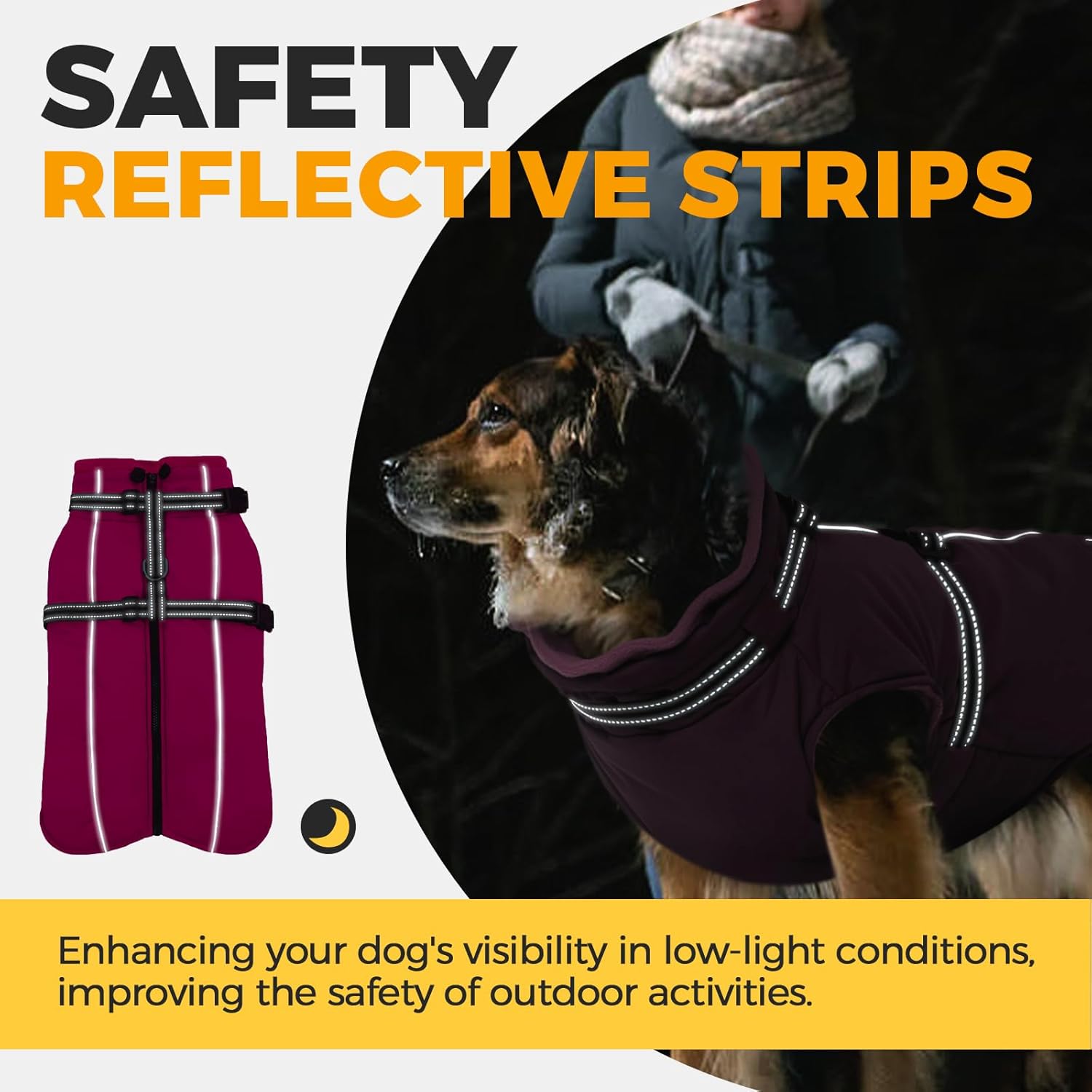 Lelepet Warm Dog Winter Coat Waterproof Dog Jacket with Harness Built in Windproof Reflective Fleece Jacket, Dogs Coats for Lage Dogs, Cozy Thermal Pet Snowsuit for Outdoor, French Bulldogs, Pink, L