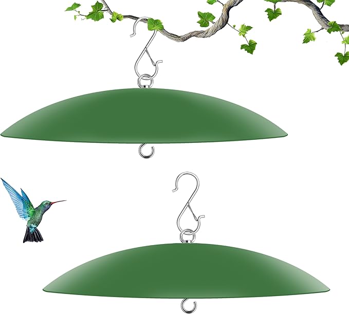 13" Bird Feeder Rain Cover,Bird Feeder Dome,Hummingbird Feeder Squirrel Guard,Proof Bird Feeders Baffle, (Green), 2Pack