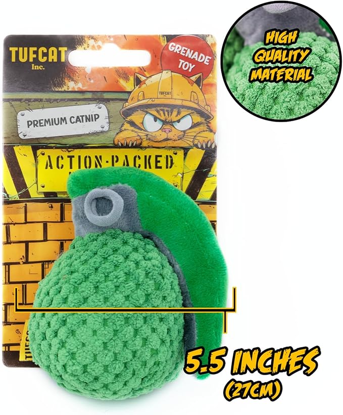 Cat Toy Grenade TNT and Cigar, Cat Toys for Indoor Cats, Kitten Toys, Catnip Toys for Cats of All Breeds, Action Themed Fun for Kicking, Biting, Chewing (Grenade, TNT, & Cigar, 3-Pack)