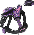 No Pull Dog Harness for Large Dogs, Adjustable No Choke Pet Vest with Dog Leash Fit Smart Reflective Pet Walking Harness for Training Easy Control Soft Handle Purple Camo XL