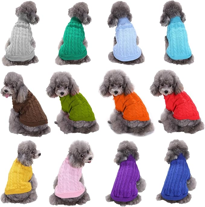 Warm Dog Sweater for Small, Medium, Large Dogs - Cute Winter Classic Turtleneck Pet Sweater for Cats - Christmas Clothes Coat for Girls Boys Puppy