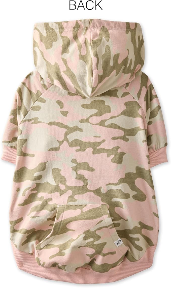 Rocky – The Orginal Lightweight Hooded TEE 100% Organic Cotton Dog Hoodie Pet Coat Sweater for Small, Medium, Large Dogs, Pink Camo, Large (40-60 lbs)