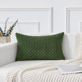 Kevin Textile 12x24 Inch Pillow Cover 1 Pack Boho Decorative Soft Striped Corduroy Lumbar Farmhouse Solid Color Accent Rectangle Cushion Case for Living Room Couch Sofa Bed, Moss Green