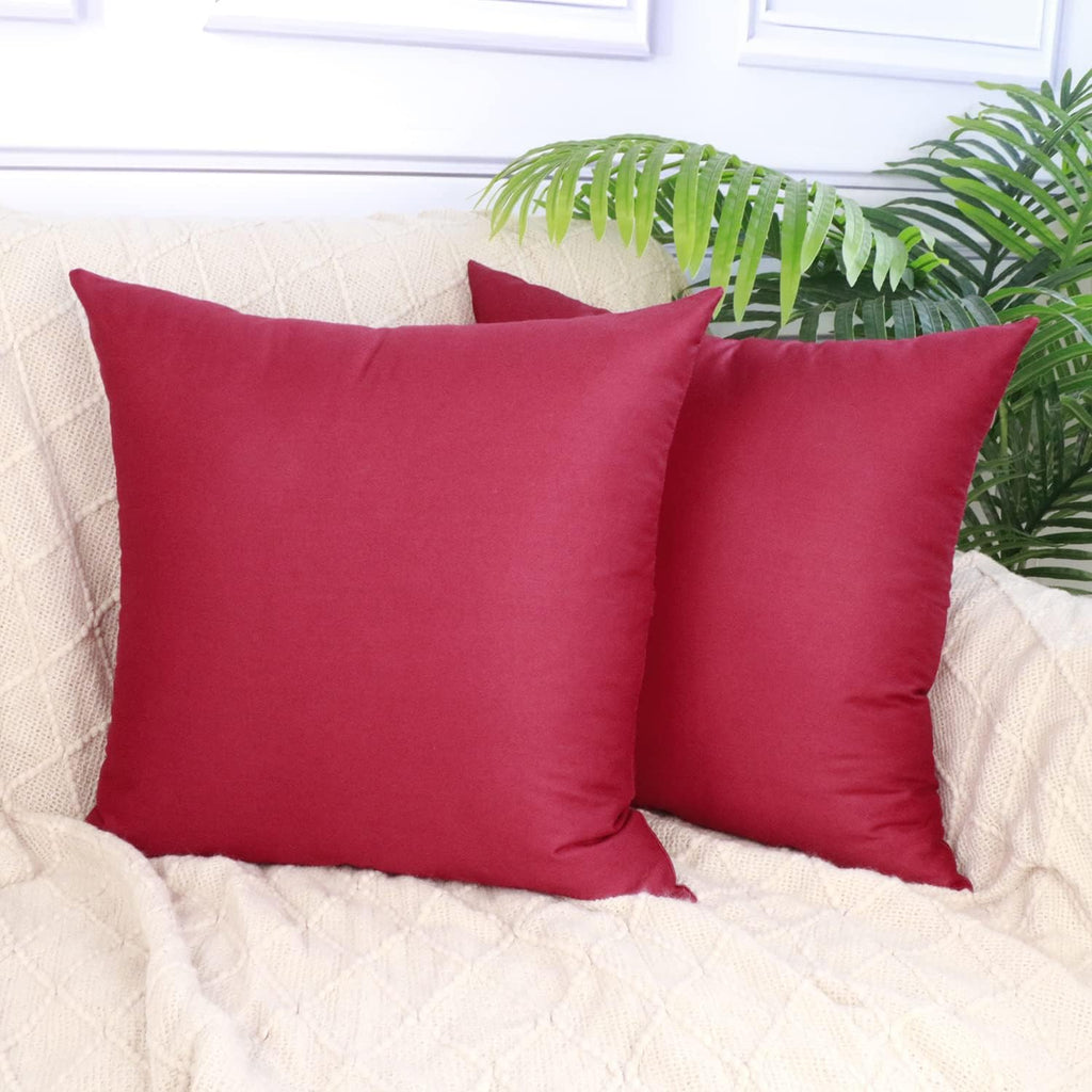 Thmyo 4-Pack 100% Cotton Comfortable Solid Decorative Throw Pillow Case, Square Cushion Cover Pillowcase Sublimation Blank Pillow Covers DIY Throw Pillowcase for Sofa(20x20 inch/ 50x50cm,Dark red)
