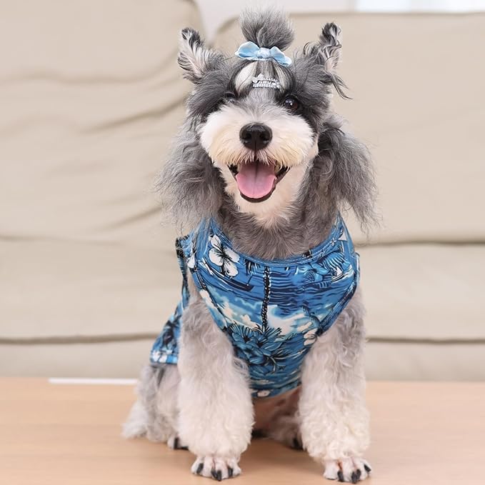 CuteBone Dog Shirts 2-Pack Soft Pet Clothes Breathable Summer Vest for Small Puppy and Stretchy Cat Apparel 2BX19M