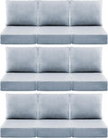 Luxury 6" Outdoor Cushions for Patio Furniture, 24x24x6" Thick Seat Cushion Set of 9, Fade Resistant Couch Chair Replacement Cushions High Density Wicker Chair Cushion w/ Removable Cover Baby Blue