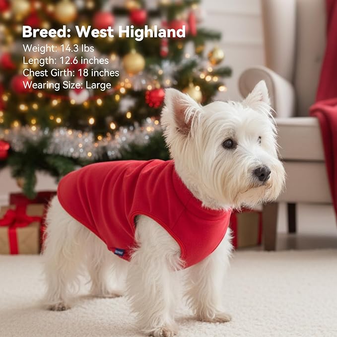 cyeollo 2 Pack Small Dog Sweater, Soft Stretchy Fleece Vest with Reflective Stripe Pullover Sweatshirt Dog Jacket Pet Clothes in Cold Weather Sweaters for Small Dogs Cats, Red & Buffalo Plaid M