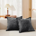 Luxurious Velvet Throw Pillow Covers 20x20 Set of 2 Decorative Pillow Covers Solid Square Cushion Case for Sofa Couch Bedroom Farmhouse, Black