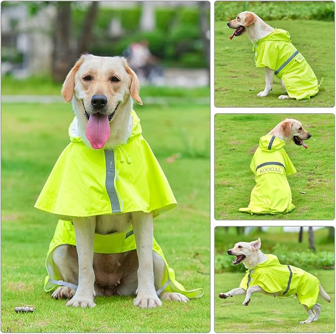 Pet Large Dog Raincoat Apparel Poncho Waterproof for Medium Large Sized for Dog Raincoat Clothes Jacket (Fluor Yellow,4XL)