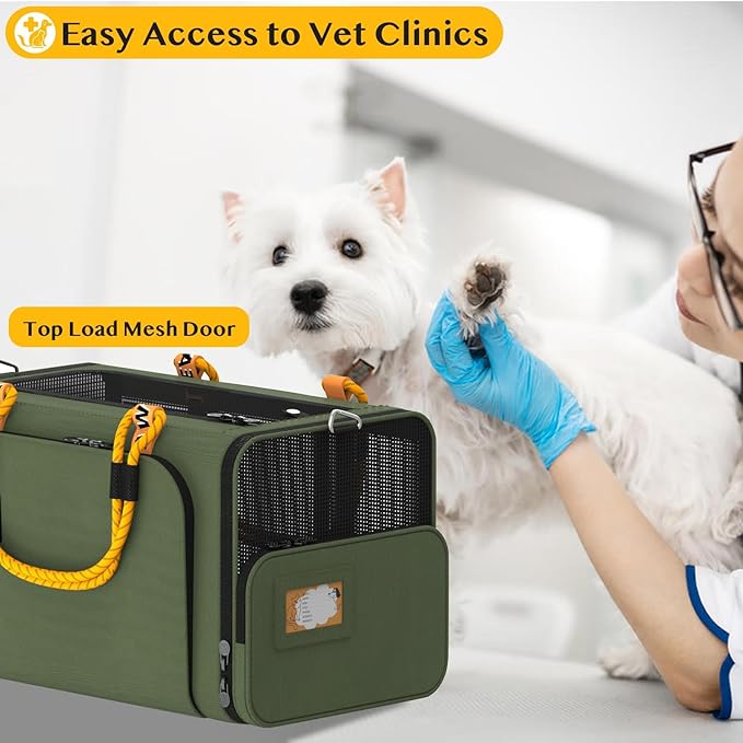 PAWZIDEA Expandable Pet Carrier w/ID Card, 18″×11″×11″ Small Dog Carrier TSA Airline Approved, Top Load Cat Carrier for 2 Cats Under Seat, Soft-Sided Collapsible Puppy & Animal Travel Bag, up 15 lbs