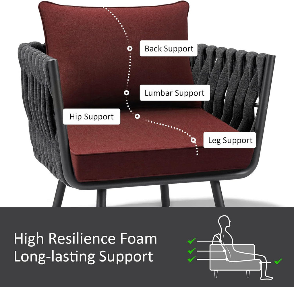 Sunbrella Outdoor Chair Cushions Set, 22" x 22", Set of 2, Water-Repellent, Fade Resistant, Deep Seat Bottom and Back Cushion for Backyard, Couch, Sofa and Patio Furniture, Spectrum Brick