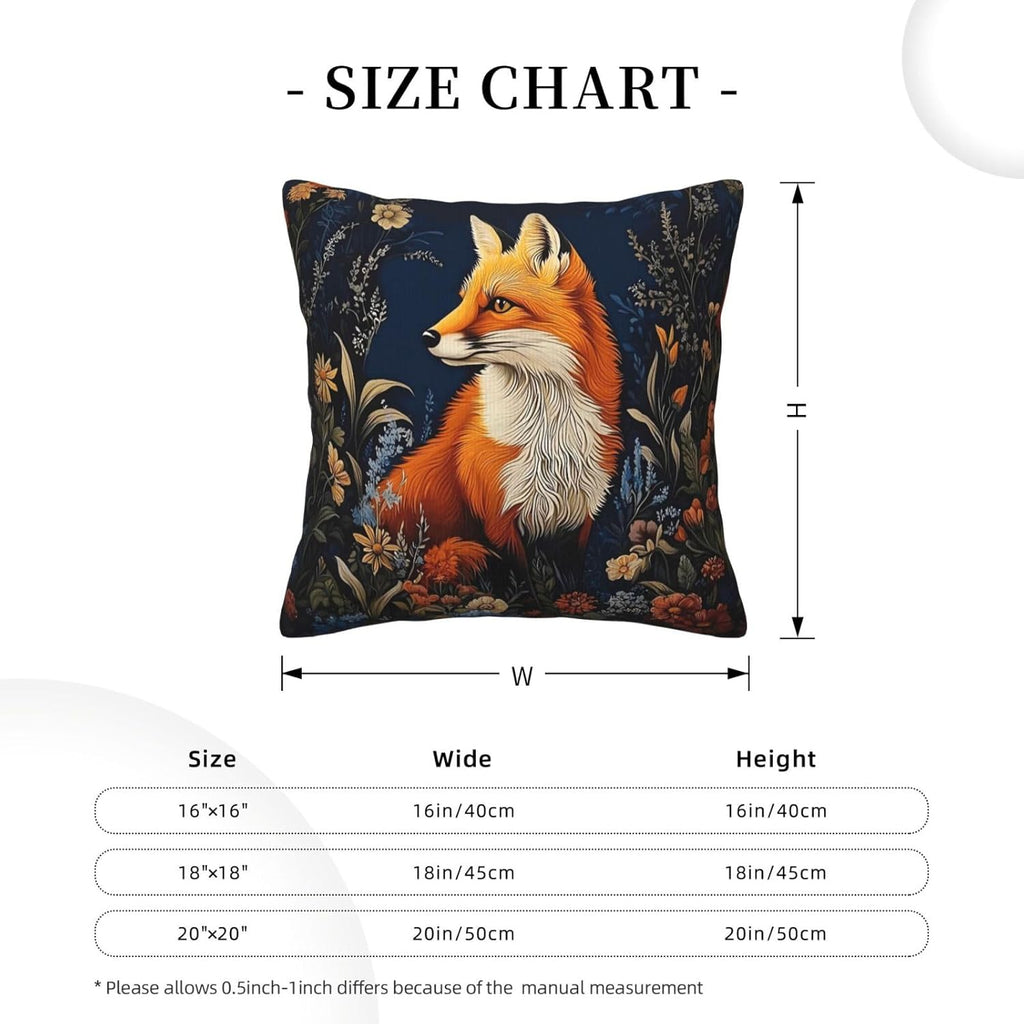 William Morris Abstract Vintage Floral Fox Design 18x18 inches Throw Pillow Covers Square Pillowcases Decor for Bed Couch Sofa Living Room Cushion Covers