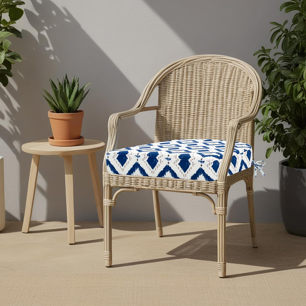 idee-home Outdoor Chair Cushions Set of 2, Thick 17" x 17" x 3" Outdoor Seat Cushions Patio Furniture Waterproof with Ties, Dining Pads