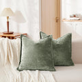 Luxurious Velvet Euro Shams Decorative Throw Pillow Covers 26x26 Set of 2 Solid Square Euro Pillow Shams for Sofa Couch Bedroom, Army Green