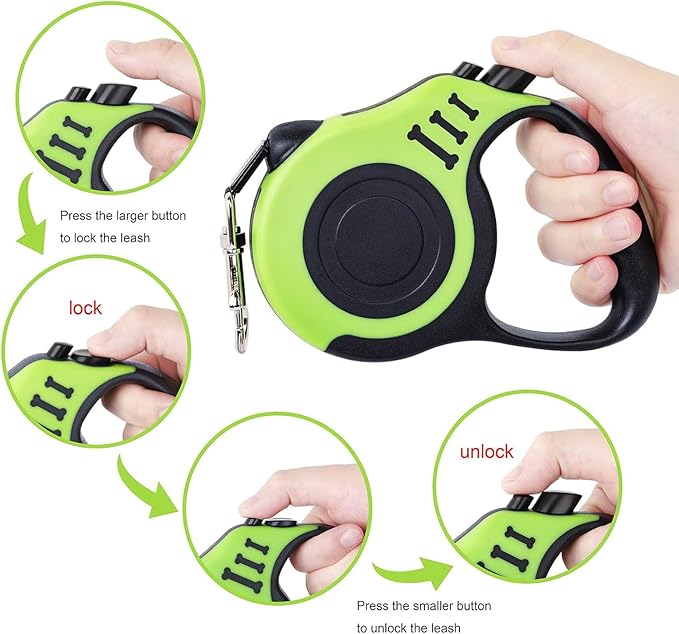 PETIMP Retractable Dog Leash Lightweight 16FT Leash, with Folding Bowl,Dispenser,Waste Bags, for Small Medium Dogs(Green)