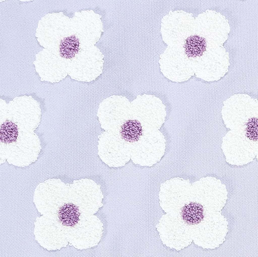 DECOBIRD Embroidery Throw Pillow Cover 20x20 Light Purple Floral Design Home Decor Loop Embroidered Pillow Case Thick Cotton Canvas Square Cushion Cover for Couch 50x50cm, 4 Petal Flowers 1 Piece