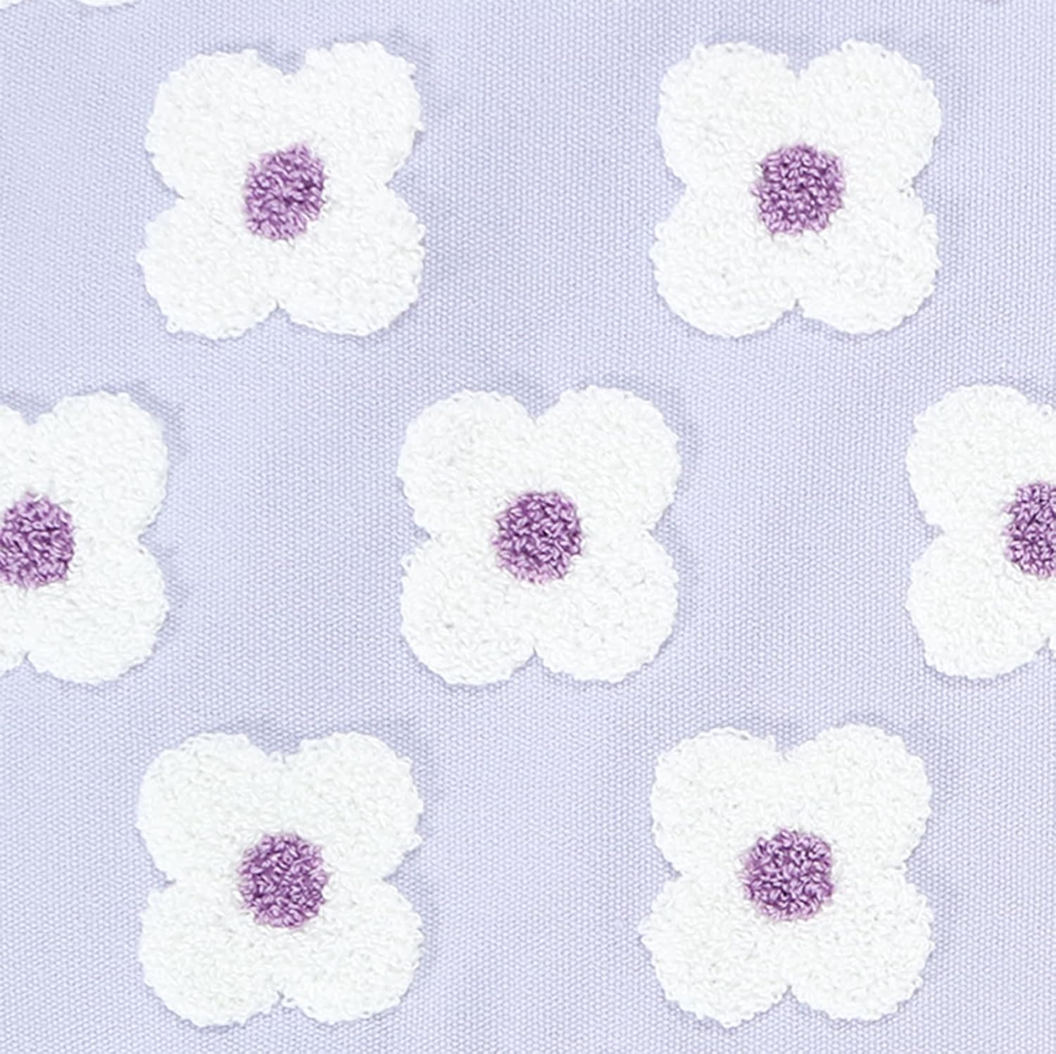 DECOBIRD Embroidery Throw Pillow Cover 20x20 Light Purple Floral Design Home Decor Loop Embroidered Pillow Case Thick Cotton Canvas Square Cushion Cover for Couch 50x50cm, 4 Petal Flowers 1 Piece