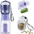 Dog Water Bottle with Food Container & Poop Bag Holder, Travel Water Bowl, Portable Pet Dispenser, Dog Gifts Stuff Accessories Items, Puppy Essentials for Yorkie Chihuahua Walking Hiking