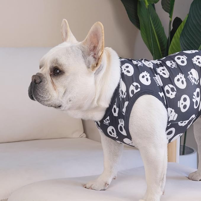 CuteBone Halloween Dog Shirts 2-Pack Soft Pet Clothes Breathable Summer Vest for Small Puppy and Stretchy Cat Apparel 2BX07L
