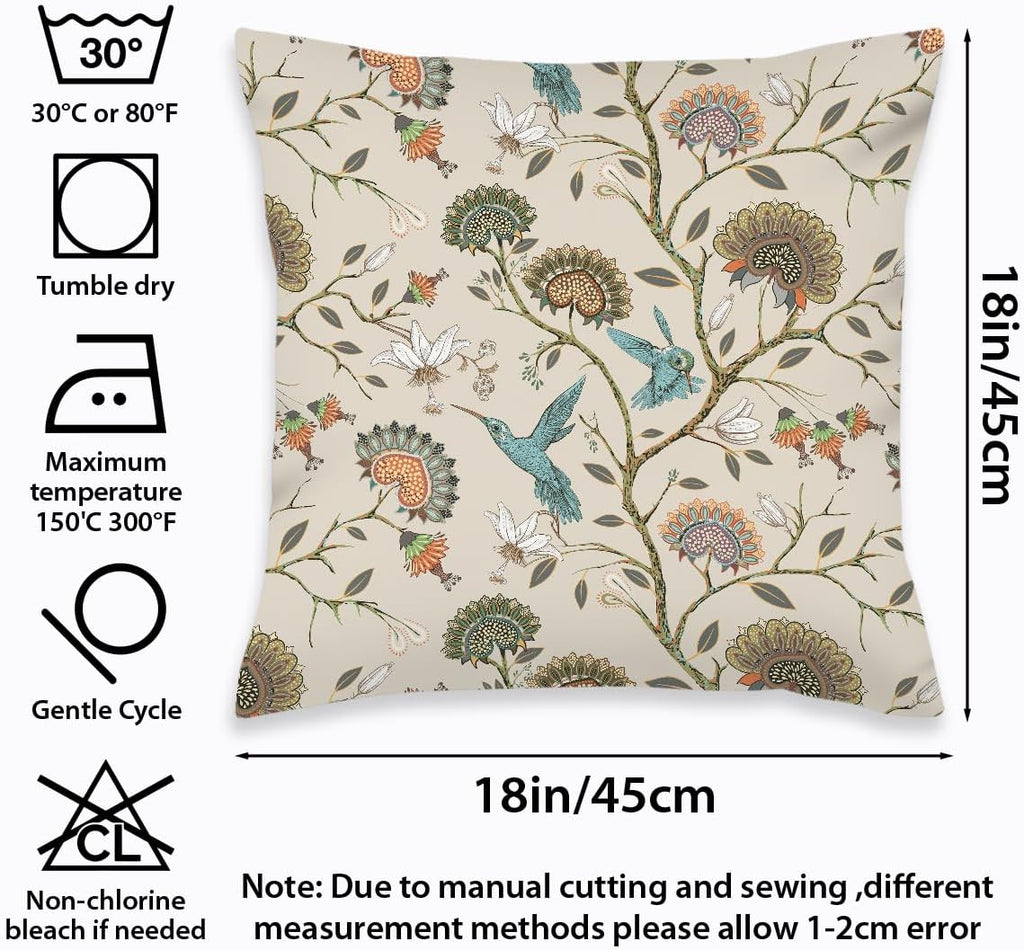 2 Pcs Floral Throw Pillow Cushion Cover, Vintage Garden Plants Herbs Flowers Botanical Classic Design Art, Decorative Square Accent Pillow Case, Gifts for Women Friend Sister Birthday Christmas