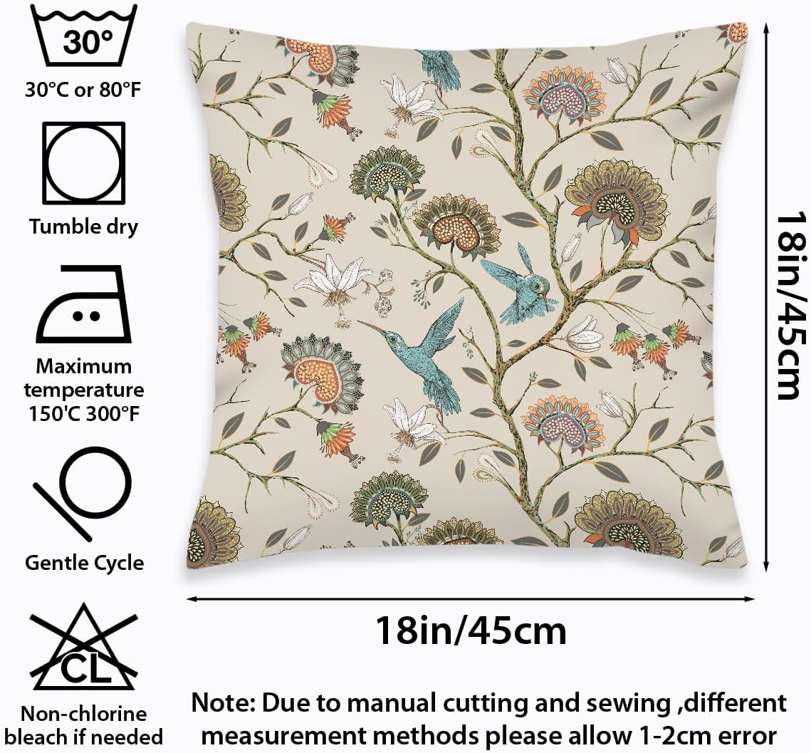 2 Pcs Floral Throw Pillow Cushion Cover, Vintage Garden Plants Herbs Flowers Botanical Classic Design Art, Decorative Square Accent Pillow Case, Gifts for Women Friend Sister Birthday Christmas