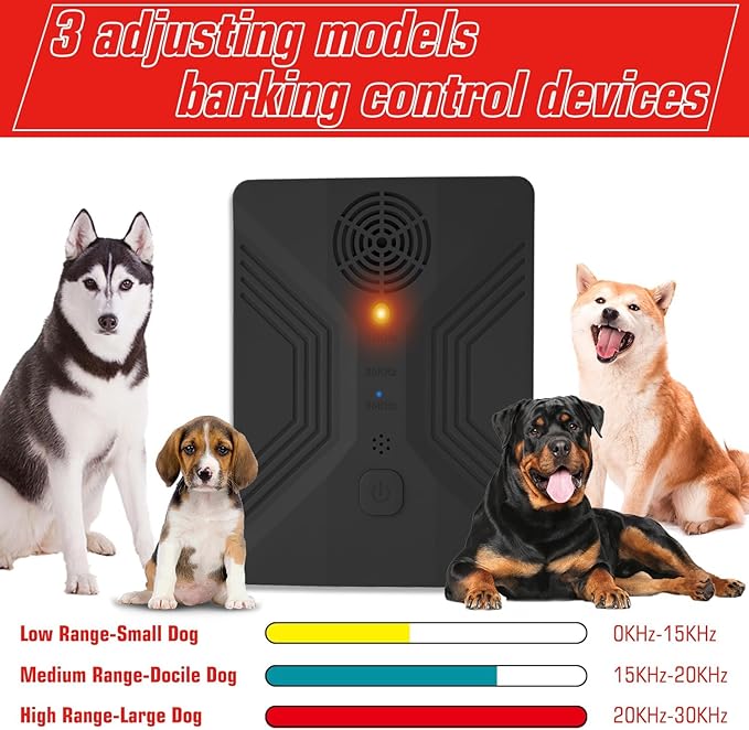 Anti Barking Devices, Anti Barking Device for Dogs Long Range 50ft, Barking Control Devices for Dog Training in Outdoor, 3 Modes Ultrasonic Bark Box, Dog Bark Deterrent Devices, Dog Barking Silencer