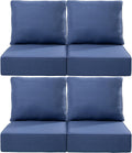 Luxury 24x24x6 Inch Outdoor Chair Cushions Set of 4 - Heavy Duty Water-Resistant Comfortable Cushion for Patio Furniture Set Dining Gliding Rocking Chairs Loveseat L-Shape Sofa - Navy Blue
