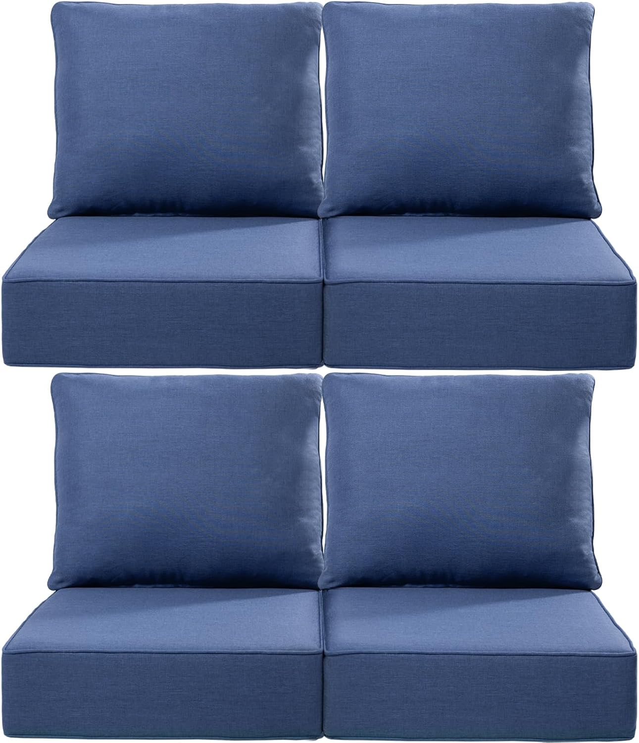 Luxury 24x24x6 Inch Outdoor Chair Cushions Set of 4 - Heavy Duty Water-Resistant Comfortable Cushion for Patio Furniture Set Dining Gliding Rocking Chairs Loveseat L-Shape Sofa - Navy Blue