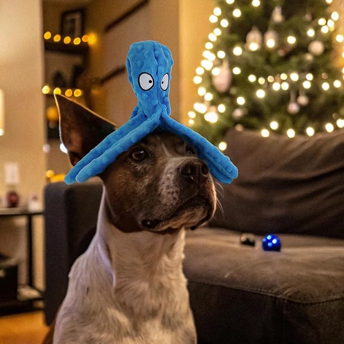 HGB Squeaky Dog Toys - Octopus No Stuffing Crinkle Plush Large Dog Toys to Keep Them Busy for Puppy Teething Chewing, Pet Supplies for Small, Medium, and Large Breeds, 2 Pack