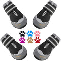 QUMY 4PCS Dog Boots for Large Dogs, Medium Dog Shoes & Paw Protectors for Hot Pavement, Summer Heat Protection, Mesh Breathable Nonslip Dog Booties for Hardfloors, Walking Running Hiking Black Size 1
