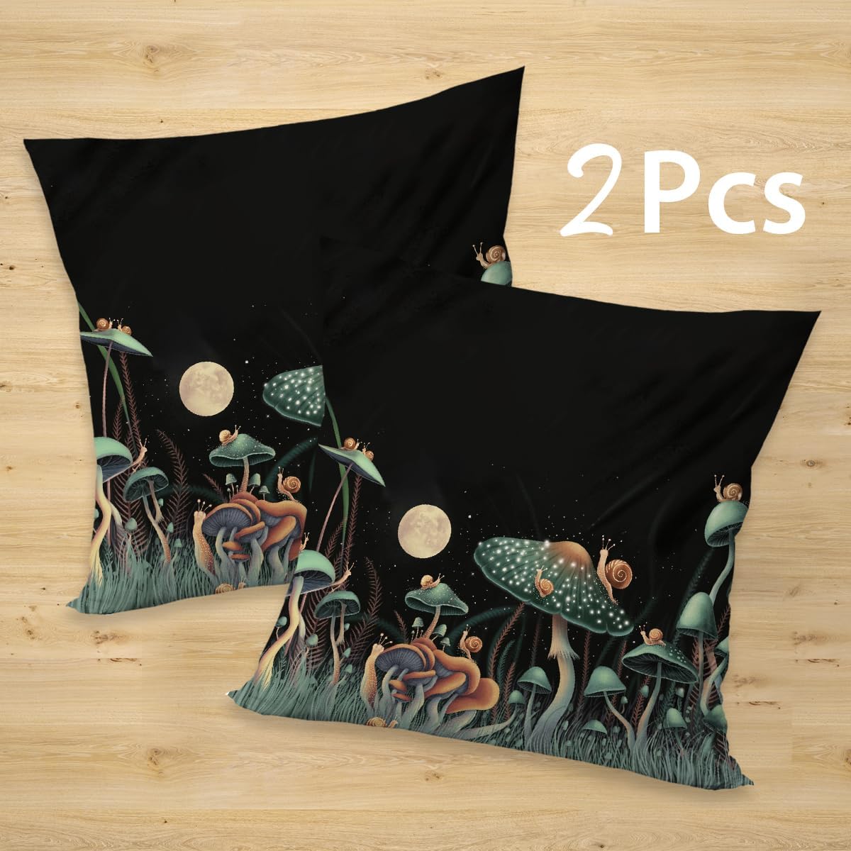 2 Pcs Mushroom Flower Farmhouse Throw Pillow Covers, Summer Seasonal Pillowcase Farmhouse Decorative Linen Cushion Case for Sofa Couch for Couch Sofa Bed Bedroom Living Room Office Home Decor
