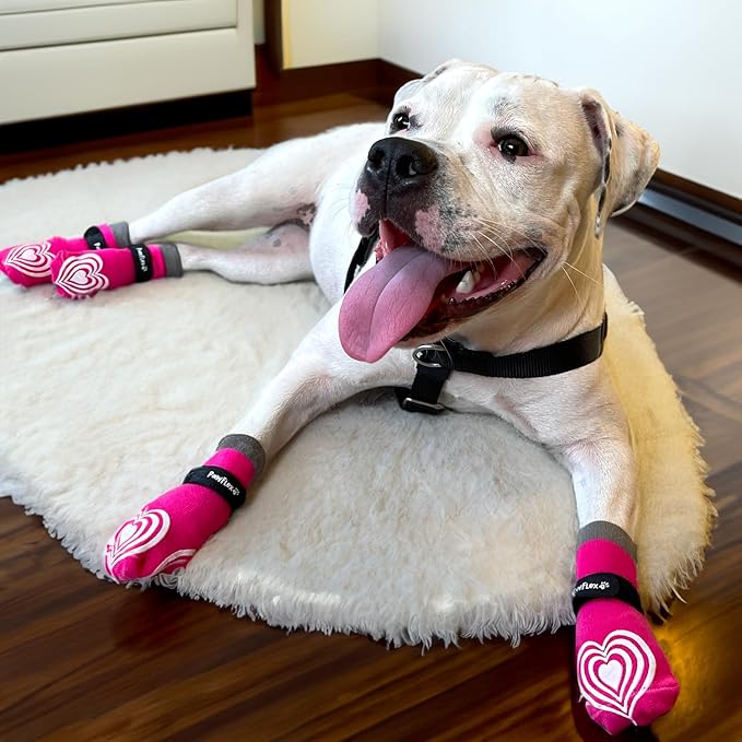 Medical Therapeutic Double Sided Non-Slip Cotton Dog Socks | PawFlex Comfy Pawz Silicone Grip on Inner Cuff No Twisting or Sliding Off | Senior & Disabled Dog Traction Control |Pet Paw Protection