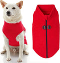 Gooby - Zip Up Fleece Vest, Fleece Jacket Sweater with Zipper Closure and Leash Ring, Red, Large