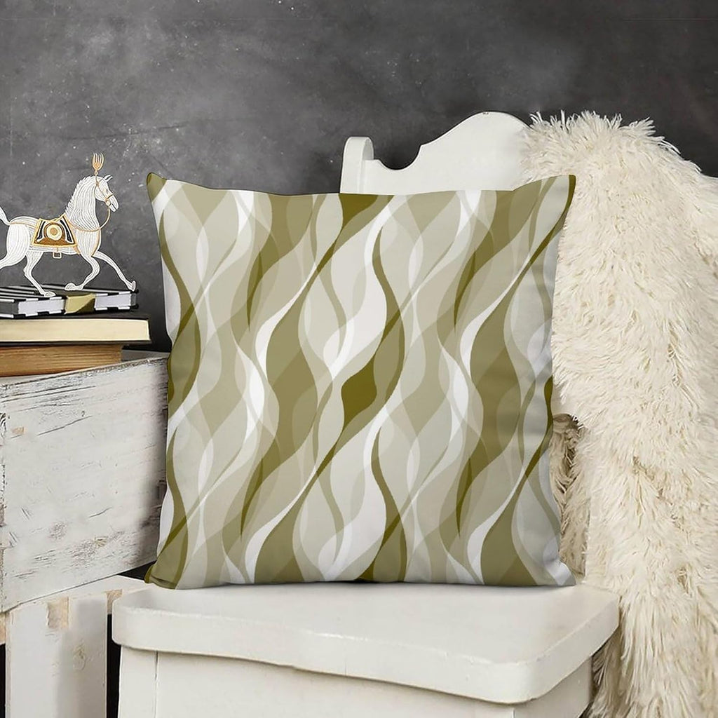 Light Green Throw Pillow Covers Abstract Ombre Light Green and Grey Striped Decorations for Bedroom Living Room Farmhouse Sofa Pillows Bed Couch 22x22 Inch