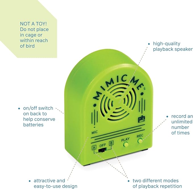 Prevue Hendryx 62900 Mimic Me Voice-Recording Unit for Birds Green Small