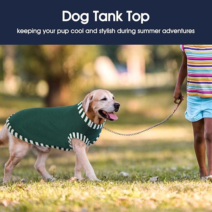 IECOii 2 Pack Summer Dog Shirt | Stretchy Fade-Resistant Fabric, Machine Washable Convenient,Home & Outdoor Clothes Fit for Medium Breeds, Khaki+Green, XL