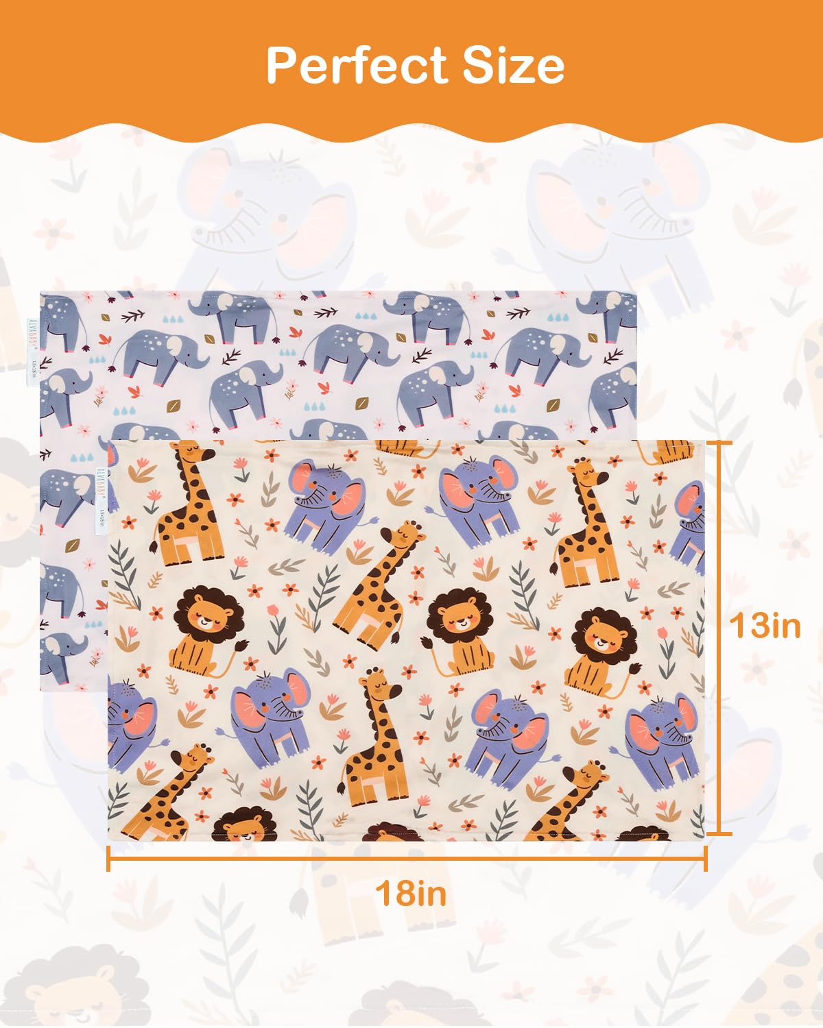 ALVABABY Toddler Pillowcases Stretchy Soft Kids Pillow Cover 2 Pack Fit 13"x 18" or 12"x16" Envelope for Girl Boy Sleepy Travel Christmas 2TPE40A