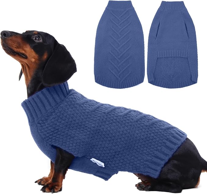 IECOii Dog Sweaters,Dog Sweaters for Large Dogs,Warm Dog Christmas Sweater Sleeveless,Pet Dog Winter Clothes for Fall and Winter,Pullover Dog Knitwear Cold Weather Coat for French Bulldog,Blue-L