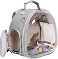 Small Bird Travel Backpack Carrier Cage, Backpack to Transport Backpack Carrier with Metal Tray Stand Perch for Parakeet Cockatiel Budgies Vet Carry Book Bag Grey
