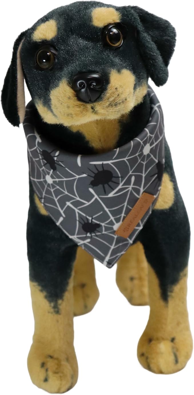 Realeaf Halloween Dog Bandanas 2 Pack, Spider Web Ghosts Bibs, Triangle Reversible Fall Pet Scarf, Premium Durable Fabric, Adjustable Fit (Halloween, Large)