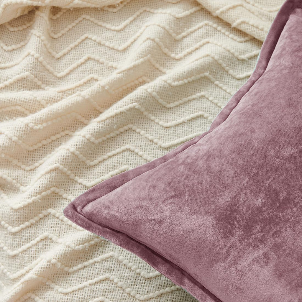 Luxurious Velvet Throw Pillow Covers 20x20 Set of 2 Decorative Pillow Covers Solid Square Cushion Case for Sofa Couch Bedroom Farmhouse, Mauve