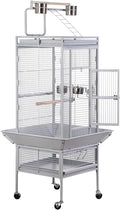 ZENY 61-inch Large Parrot Cockatiel Bird Cages with Wrought Iron Play Top, Aviary with Rolling Stand for Sun Parakeet Quaker Conure Lovebird Budgie Finch African Grey White Birdcage (White)