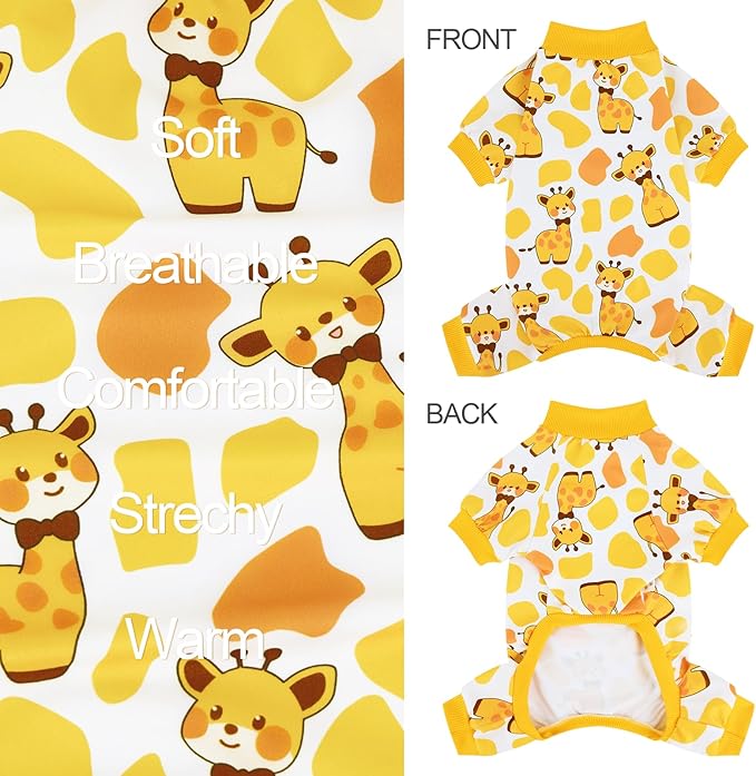 XPUDAC 4 Pieces Dog Pajamas for Small Dogs Boy Girl Soft Stretchy Pjs Onesies Puppy Clothes for Dog Cat Pet Outfits, Small