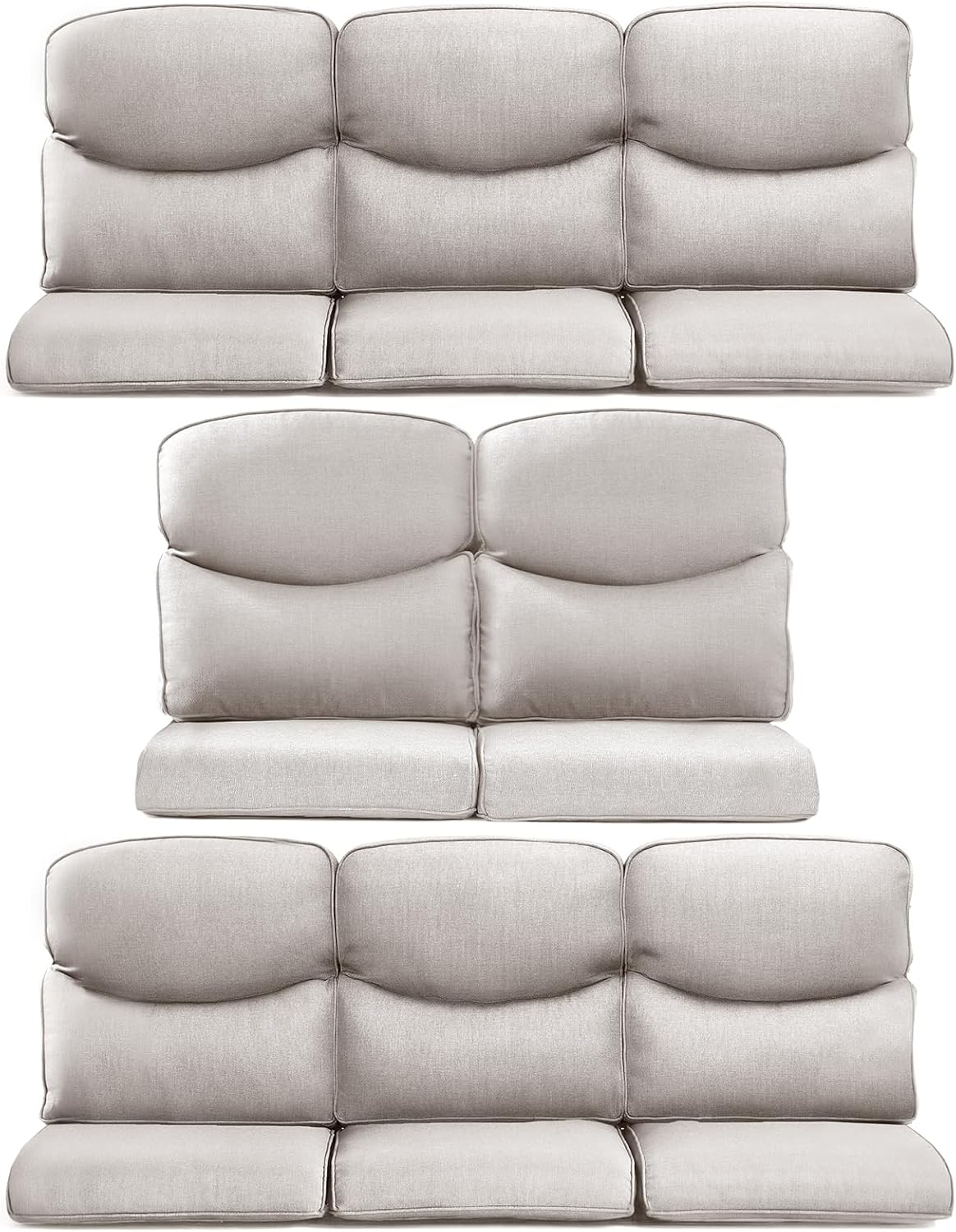 8-Piece Outdoor Patio Cushion Set - Fade & Water Resistant with Removable Olefin Cover, 22x24x4 Inch Memory Foam Cushions for Wicker Sectional Sofa – Beige/Crescent