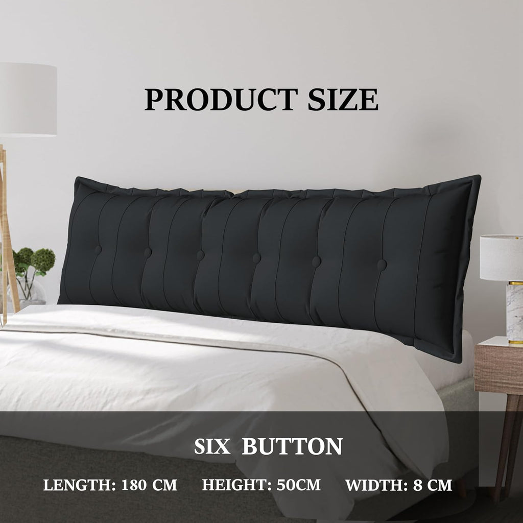 Large Bolster Reading Pillow Full Backrest Positioning Support Pillow Daybed Cushion Headboard Pillows for Bed Bunk Sofa with Removable Cover, Black, 54x3x20 Inch