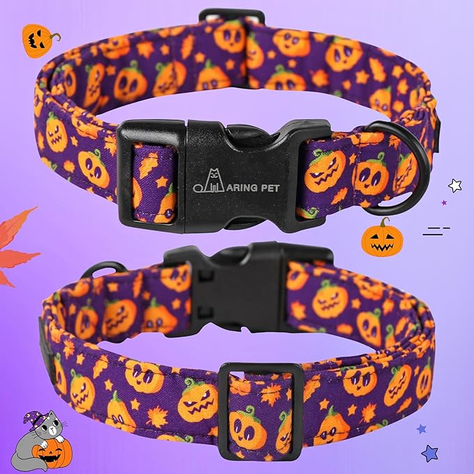ARING PET Halloween Dog Collar Cute Purple Pumpkin Dog Collar for Small Dogs, Adjustable Halloween Pet Collars Puppy Collars for Small Medium Large Dogs