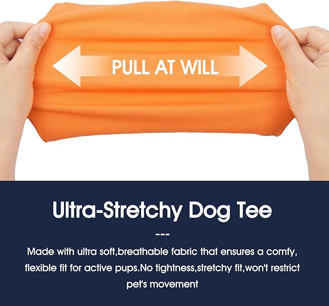 IECOii 2 Pack Extra Large Dog T-Shirt,Breathable & Lightweight Dog Tshirts Vest for Summer Wearing -Fade-Resistant, Easy to Put On – Machine Washable,Fit for Doberman Great Dane,Orange+Stripes,4XL