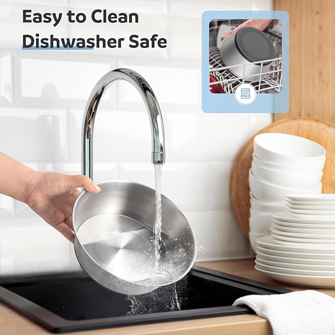 304 Stainless Steel Dog Bowls Set of 2, Anti Rust Metal & Non Slip Rubber Base, Heavy Duty Large Feeding Dishes, Food Grade BPA Free, Food and Water Bowl for Medium Dogs (48oz, 6cup)